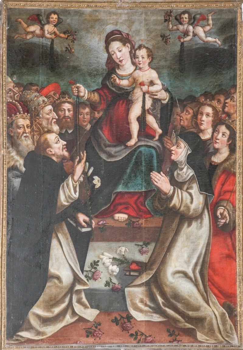 Madonna con Gesù Bambino, San Domenico, Santa Caterina da Siena e santi (Madonna del rosario) - attribuito